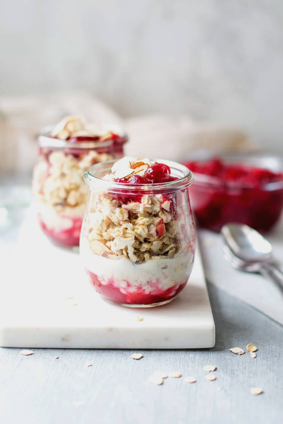 Cranberry sauce overnight oats in jars